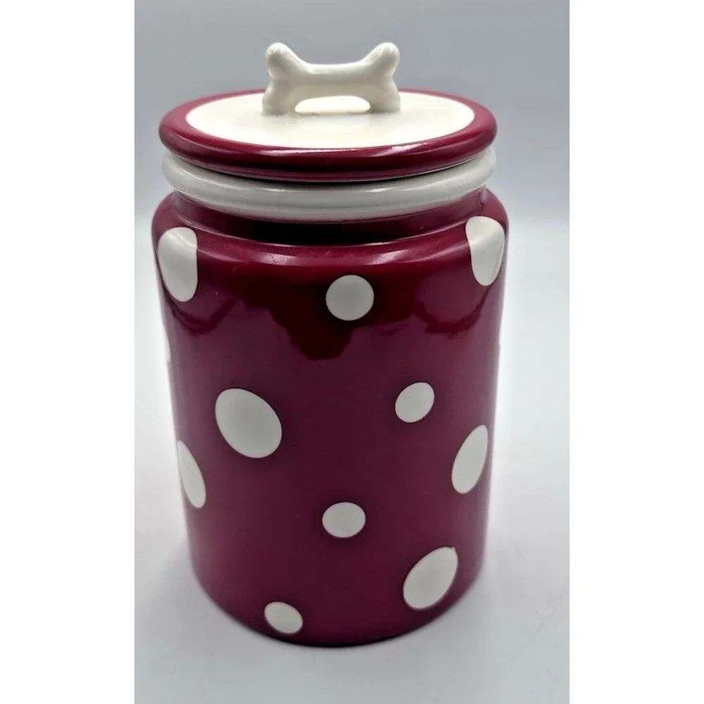 Ceramic‎ dog treat container christmas theme vintage